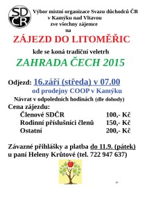 Zájezd Zahrada Čech 2015